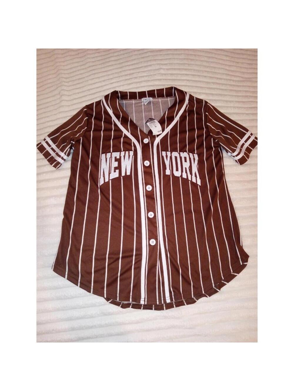 Rue 21 Women's New York Baseball Button Down Shirt Size Medium New with Tags